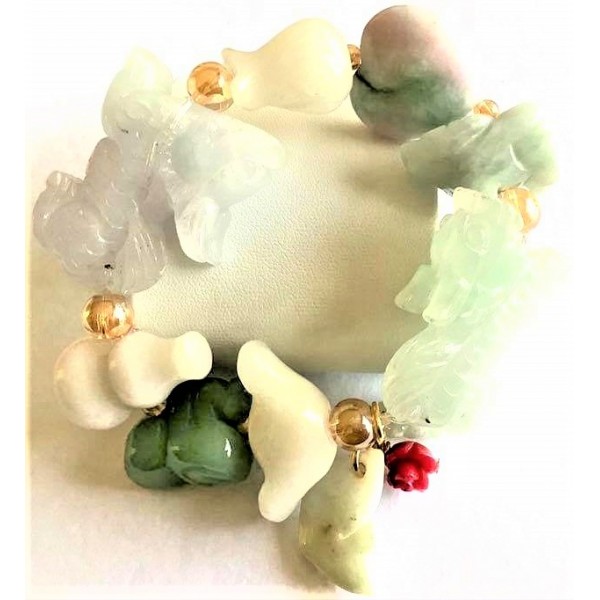 All-In-One Premium Gemstones - Burmese and Imperial Jade Charms Bracelet