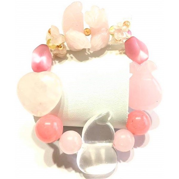 All-In-One Premium Gemstone Charms Bracelet - Rose Quartz Collections