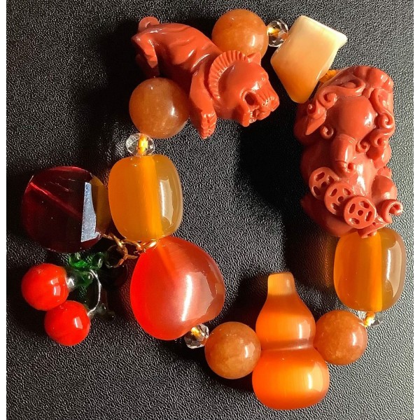 NEW: All In One Premium Gemstone - Carnelian Charms Bracelet 