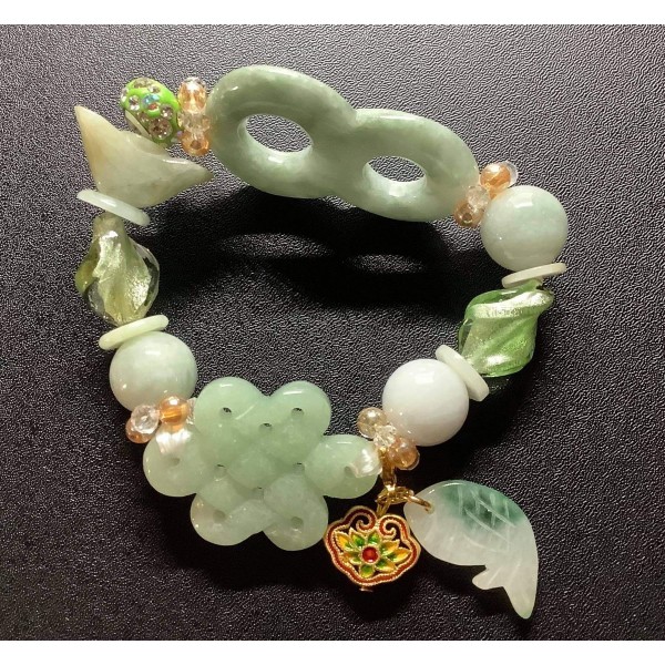 NEW: All In One Premium Burmese Jade Lucky Charms Gemstone Bracelet 