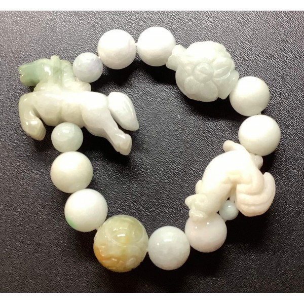 NEW: Burmese Jade Premium Gemstone with Lucky Charms Bracelet 