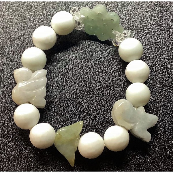 NEW: Burmese Jade Premium Gemstone with Lucky Charms Bracelet 