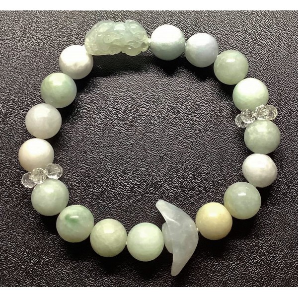 NEW: Burmese Jade Premium Gemstone with Lucky Charms Bracelet 