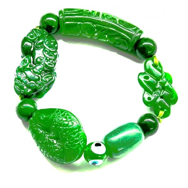 All-In-One Premium Gemstone - Imperial Jade Overall Lucky Charms Bracelet 