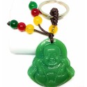 Feng Shui Lucky Charm - Jade Laughing BUDDHA Key Chain