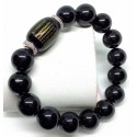 Black Tourmaline Gemstone with Black Money Bar Lucky Charm Bracelet