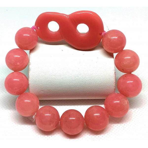 Indian Ruby Gemstone with Infinity Charm Bracelet