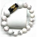 Howlite Gemstone with Black Mantra Bar Charm  Bracelet