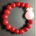 NEW: Ruby with Rose Quartz Money Bag Charm Gemstone Bracelet