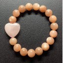 NEW: Sunstone Gemstone with Heart Shape Rose Quartz Bracelet