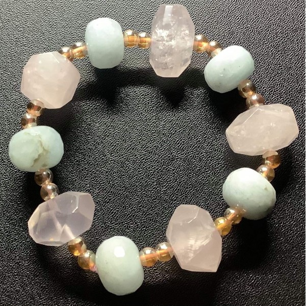 NEW: Rose Quartz and Aquamarine Combinatiion Bracelet