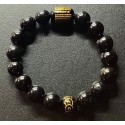 NEW: Black Tourmaline Gemstone with Money Stone and Mantra Bar Lucky Charm Bracelet