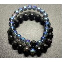 NEW: Couple Bracelet - Angel Aura and Black Obsidian Combination