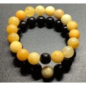 NEW: Couple Bracelet - Yellow Jade and Black Obsidian Combination