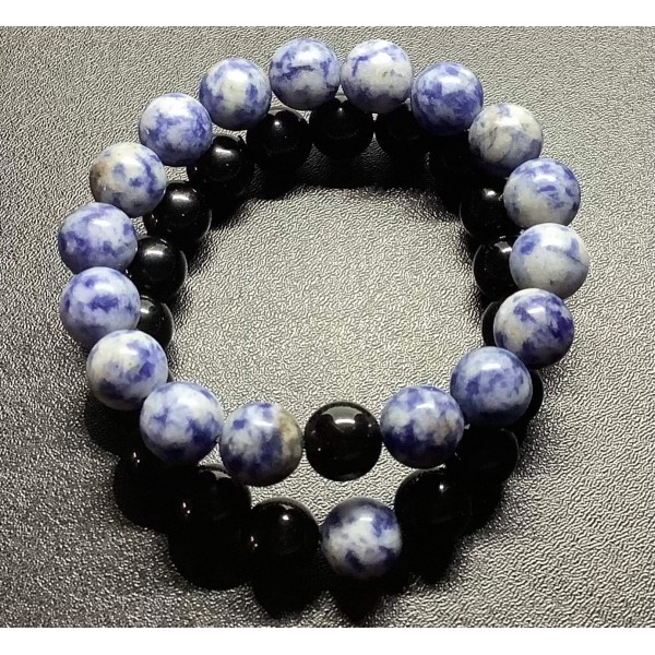 NEW: Couple Bracelet - Sodalite and Black Obsidian Combination