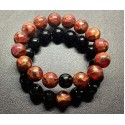 NEW: Couple Bracelet - Ruby and Black Obsidian Combination