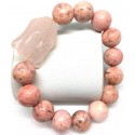 Rhodochrosite Gemstone with Kuan Yin Charm Bracelet