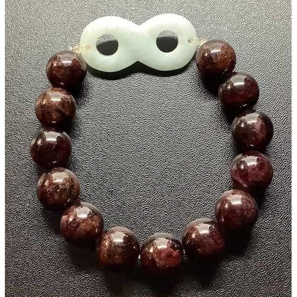 NEW: Garnet Gemstone with Infinity 8 Lucky Charm Bracelet