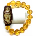 Citrine Gemstone with Kuan Yin DZI Bead Stone Bracelet