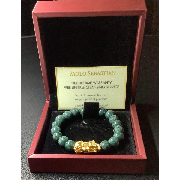 NEW: 24karat GOLD 2.71grams Wealth PI YAO with Black Mantra Bracelet