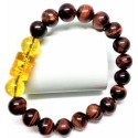 Tiger's Eye and Citrine Gemstones with Mantra Lucky Charm Bracelet