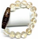 White Mantra Gemstone with 21-eyed  DZI Bead Charm Bracelet