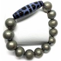 Pyrite Gemstone with DZI Bead Lucky Charm Bracelet