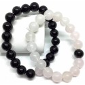 Couple Bracelet - Black Onyx and  Howlite Gemstones 