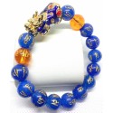 Blue and Yellow Mantra Gemstone with Gold Plated Wealth Pi Yao Charm Bracelet