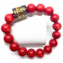 Coral Gemstone with Black Mantra Bar Lucky Charm Bracelet