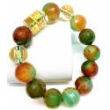 Three Agate Gemstones with Mantra Lucky Charm Bracelet