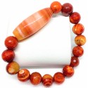 Agate Gemstone with Banded/Striped Dzi Stone Bead Bracelet