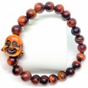 Tiger's Eye Gemstone with Laughing Buddha Charm Bracelet