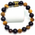 Black Onyx, Tiger's Eye and Black Mantra Bar Bracelet