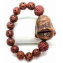 Cinnabar Gemstone with Laughing Buddha Lucky Charm Bracelet