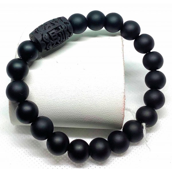 Black Onyx with Black Cinnabar Stone Bracelet