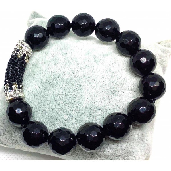 Black Onyx Gemstone with SWAROVSKI Crystal Bracelet