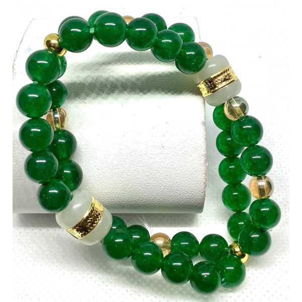 Imperial Jade Gemstone with Double Bar Jade Stone Bracelet