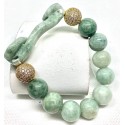 Premium Burmese Jade Gemstone with Ru Yi Lucky Charm Bracelet 