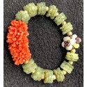 NEW:  ITALIAN CORAL Premium Charm in Jade Premium Gemstone Bracelet