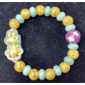 NEW: 10karat GOLD Abundance Fish Charm in Premium Gemstone Bracelet