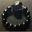 NEW: Black Onyx Gemstone with Heart Shape Stone Charm Bracelet