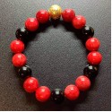 NEW: Coral and Onyx Gemstones Combination Bracelet