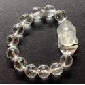 NEW: Clear Crystal Quartz with Kuan Yin and Ingot Bar Charms Bracelet