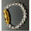 NEW: Clear Crystal Quartz with Dzi Bead Stone Bracelet