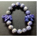 NEW: Sodalite Gemstone with Rhinoceros and Elephant Charms Bracelet