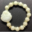 NEW: Burmese Jade Premium Gemstone with Laughing Buddha Lucky Charm Bracelet