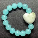 NEW: Blue Agate and Burmese  Jade Heart Shape Gemstones Bracelet