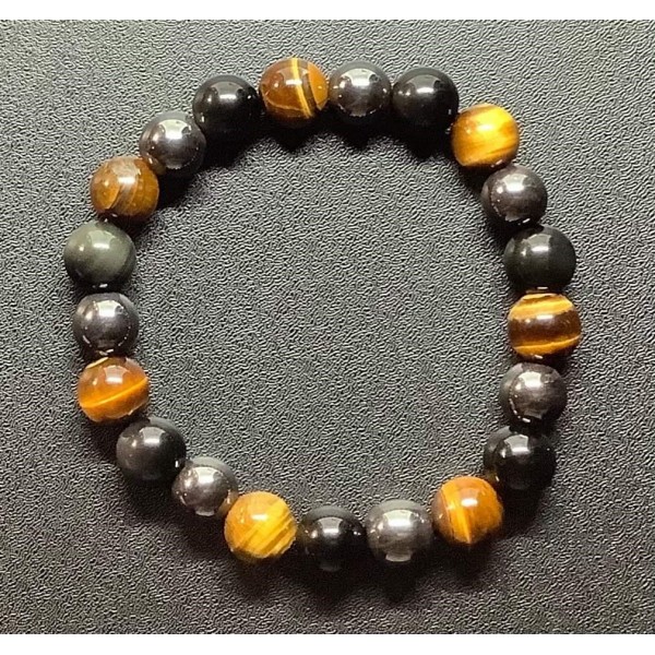 NEW: Triple Protection Bracelet - Hematite, Black Obsidian and Tiger's Eye