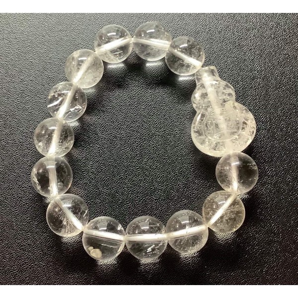 NEW: Clear Crystal Quartz with Wu Lou Crystal Charm Bracelet